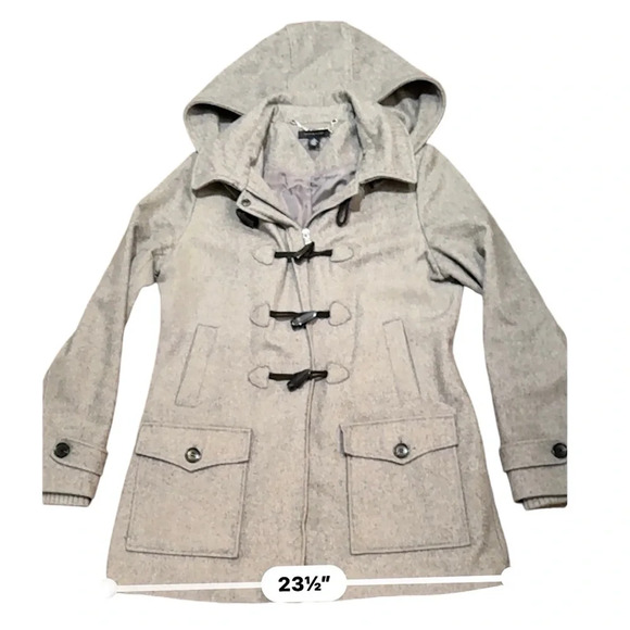 Tommy Hilfiger Women's SZ M Wool Blend Removable Hood  Toggle Coat Grey - Picture 6 of 10